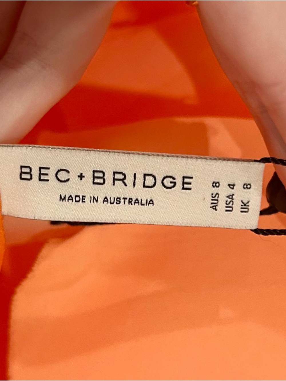 NWT Bec & Bridge Annika Sorbet Orange Satin Halter Mini Dress Size 4 - Picture 7 of 8